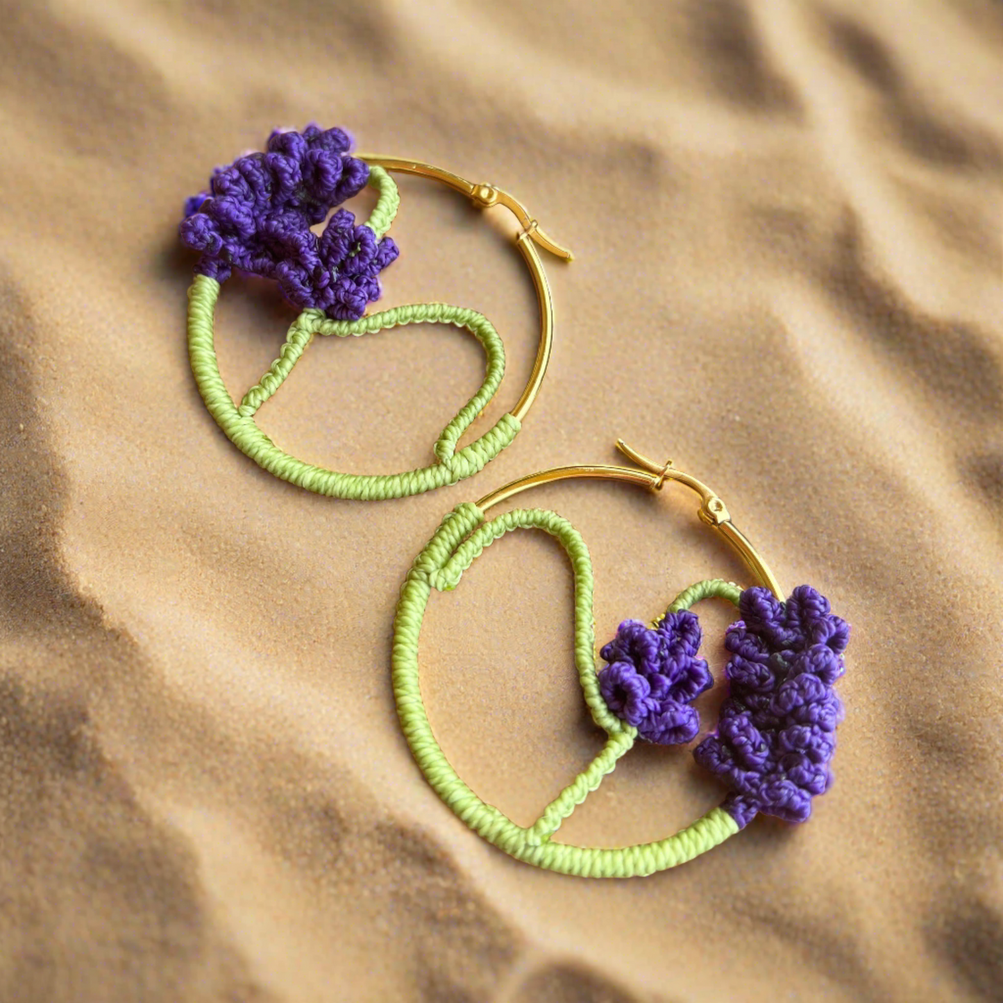 Macramé Lavender Earrings