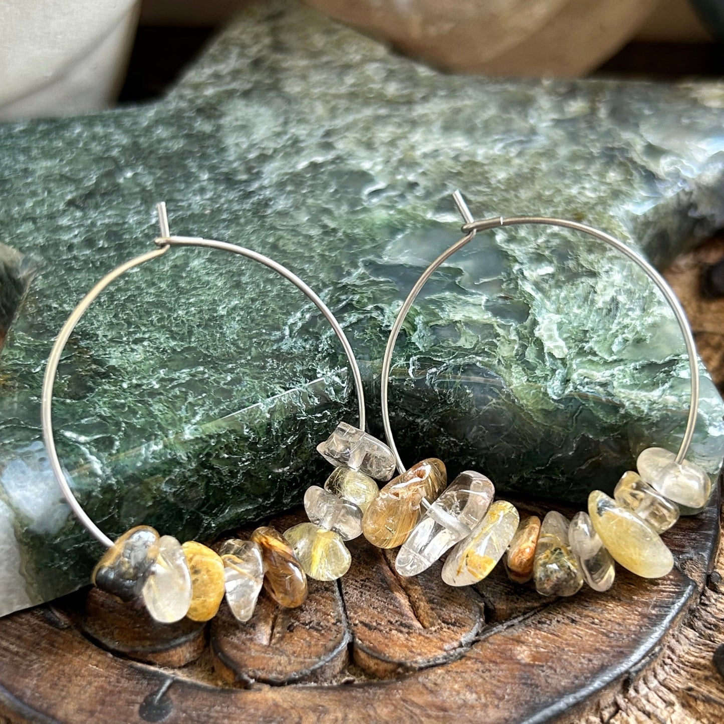 Golden Rutilated Quartz Earrings