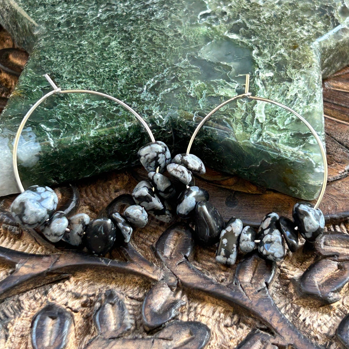 Snowflake Obsidian Earrings