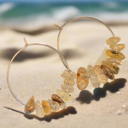 Golden Rutilated Quartz Earrings