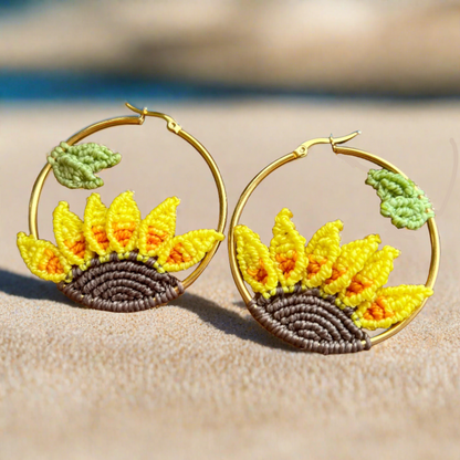 Macramé Sunflower Earrings