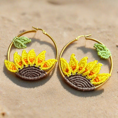 Macramé Sunflower Earrings