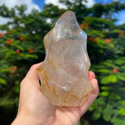 Clear Quartz Flame with Golden Healer