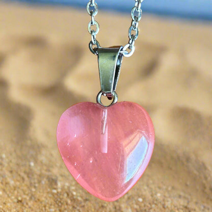 Watermelon Quartz Heart Necklace