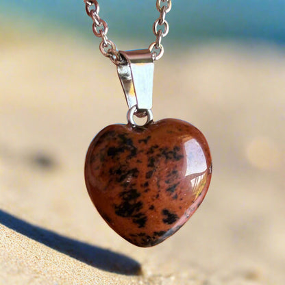 Mahogany Obsidian Heart Necklace