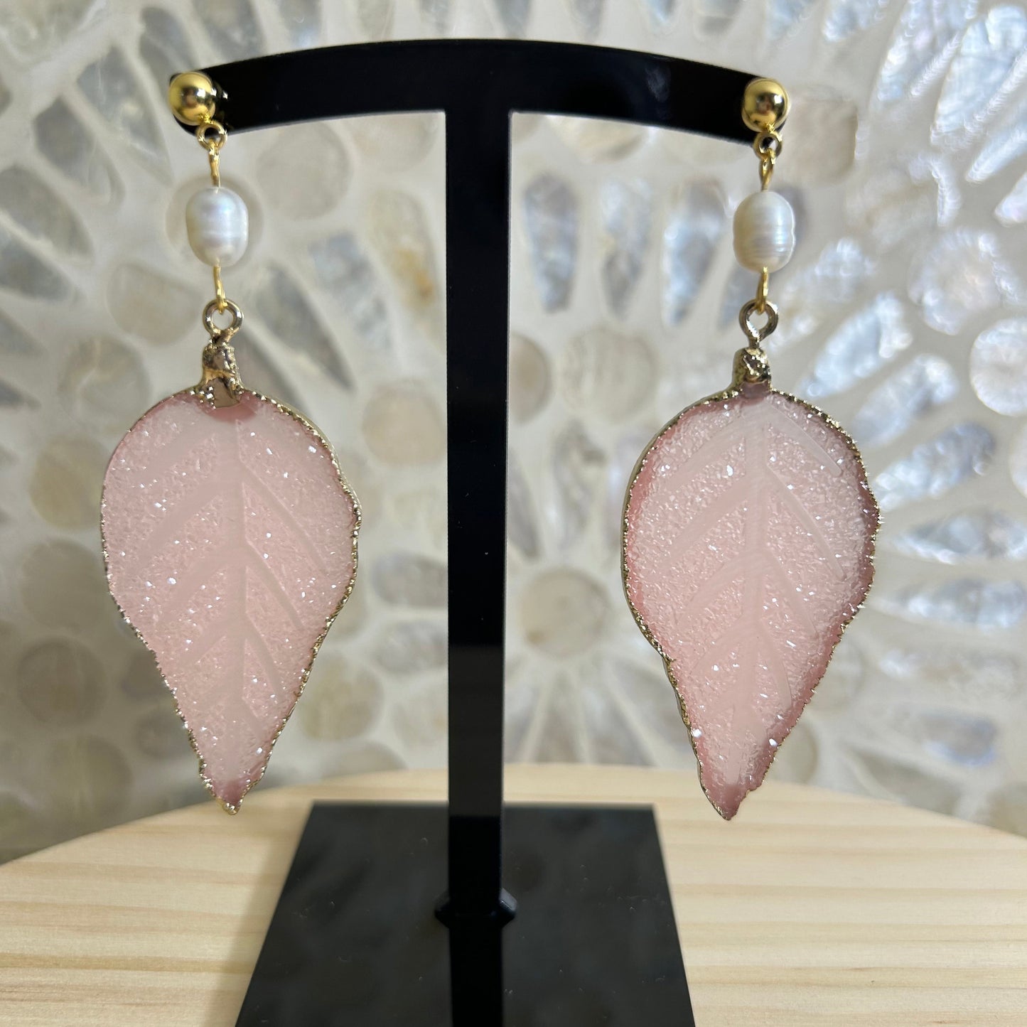 Pink Leaves Earrings