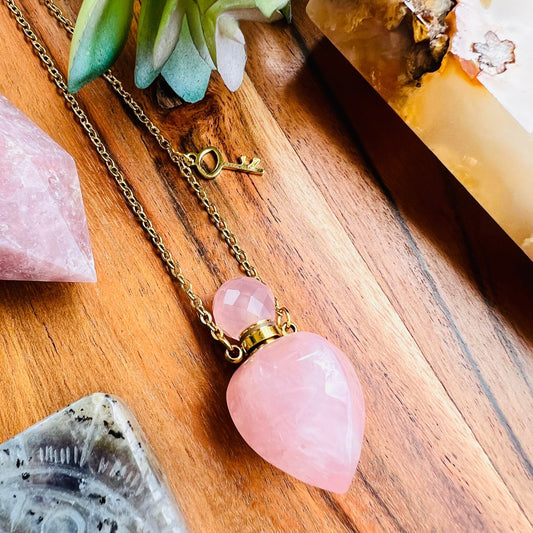 Rose Quartz Bottle Necklace