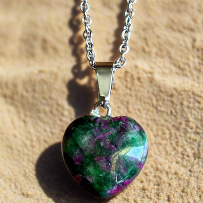 Ruby Zoisite Heart Necklace