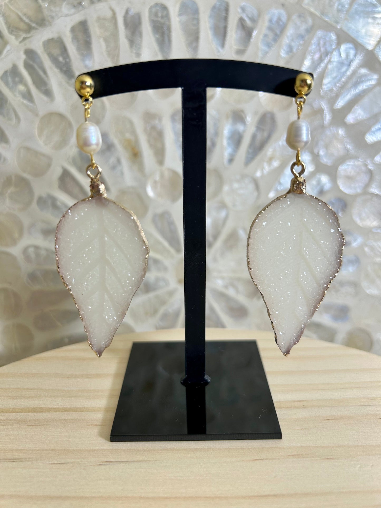 White Leaves Earrings