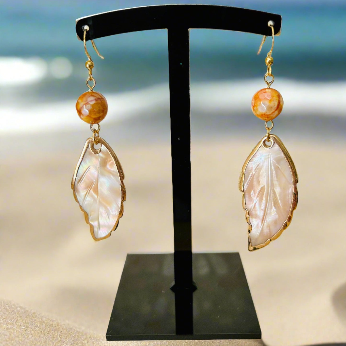 Mother of Pearl Leaf Earrings