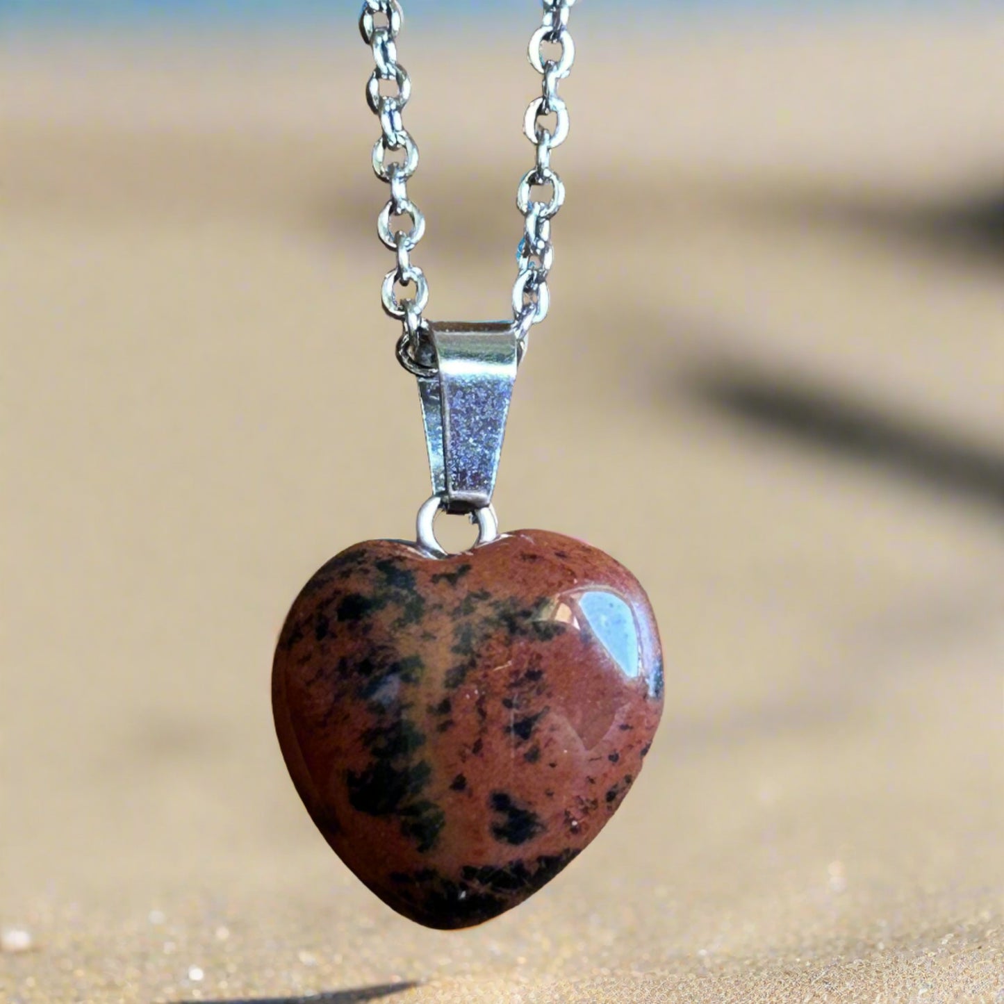 Mahogany Obsidian Heart Necklace