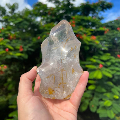 Clear Quartz Flame with Golden Healer