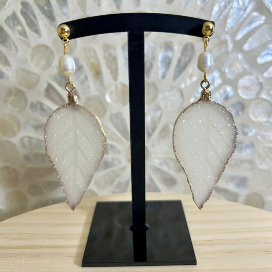 White Leaves Earrings