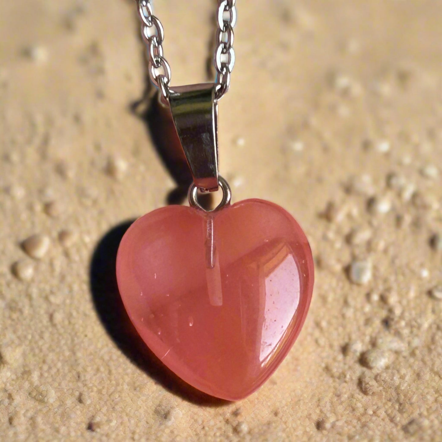 Watermelon Quartz Heart Necklace