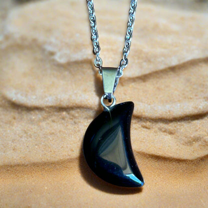 Obsidian Moon Necklace