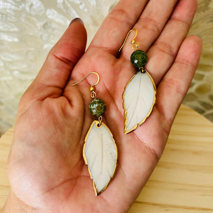 Mother of Pearl Leaf Earrings