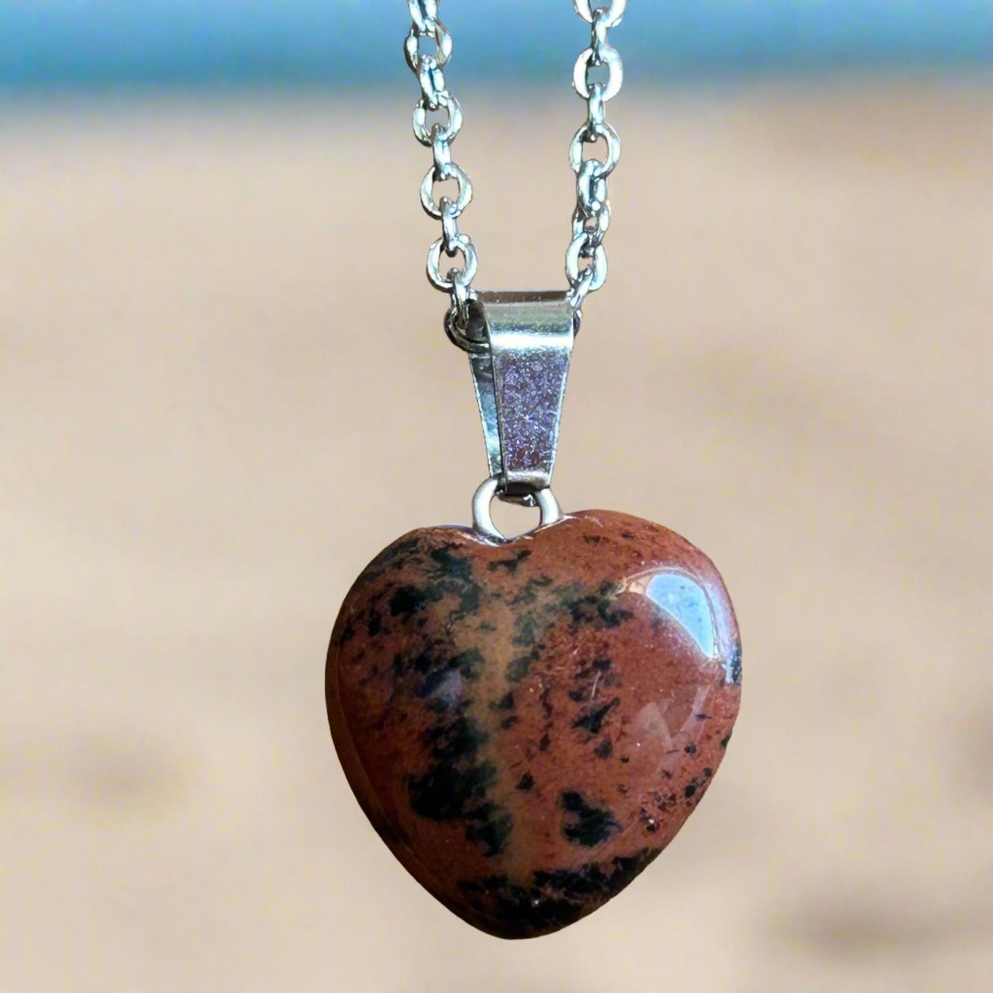 Mahogany Obsidian Heart Necklace