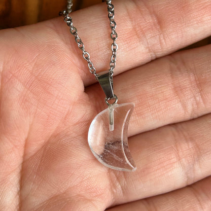 Clear Quartz Moon Necklace