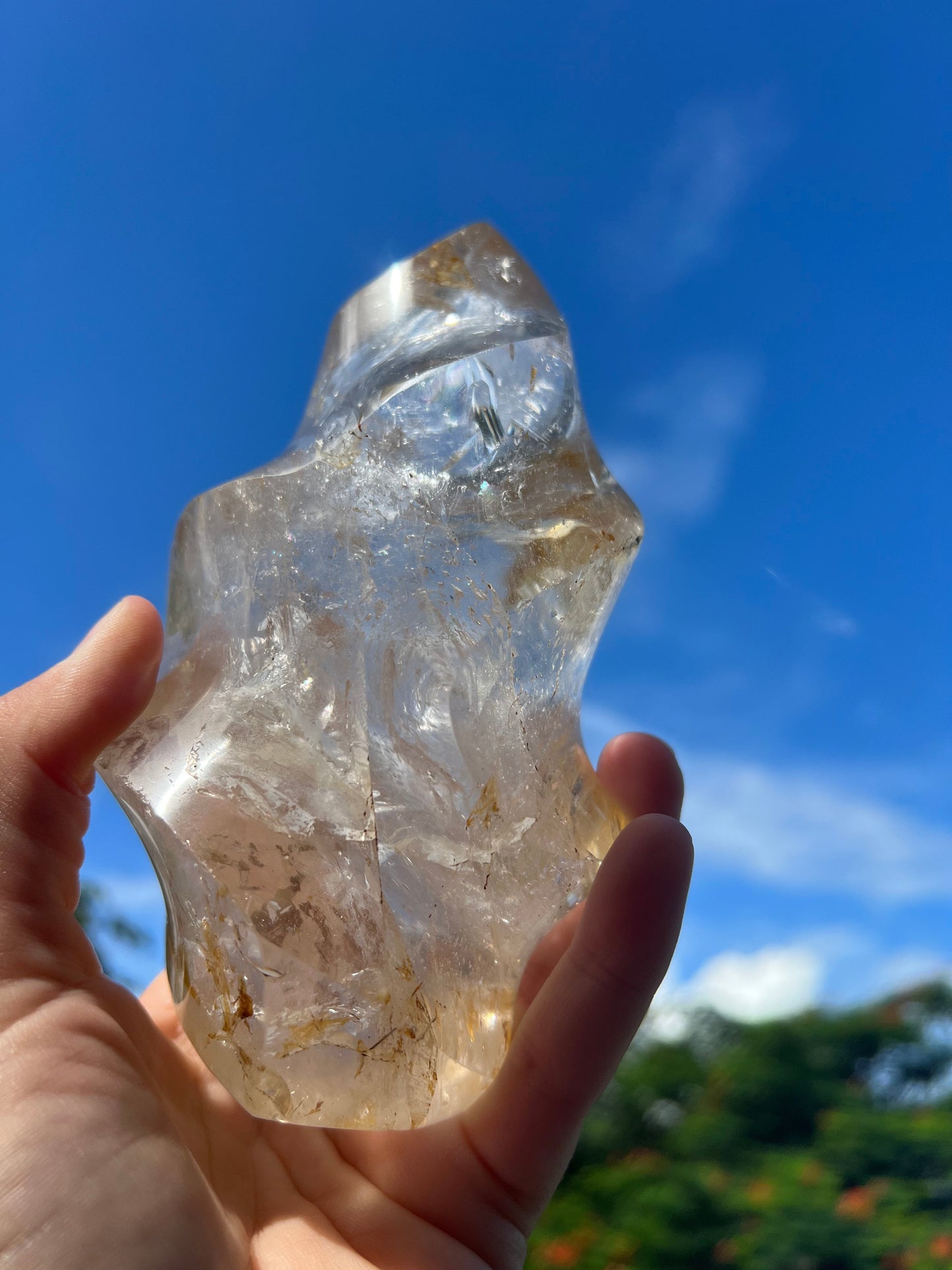 Clear Quartz Flame with Golden Healer