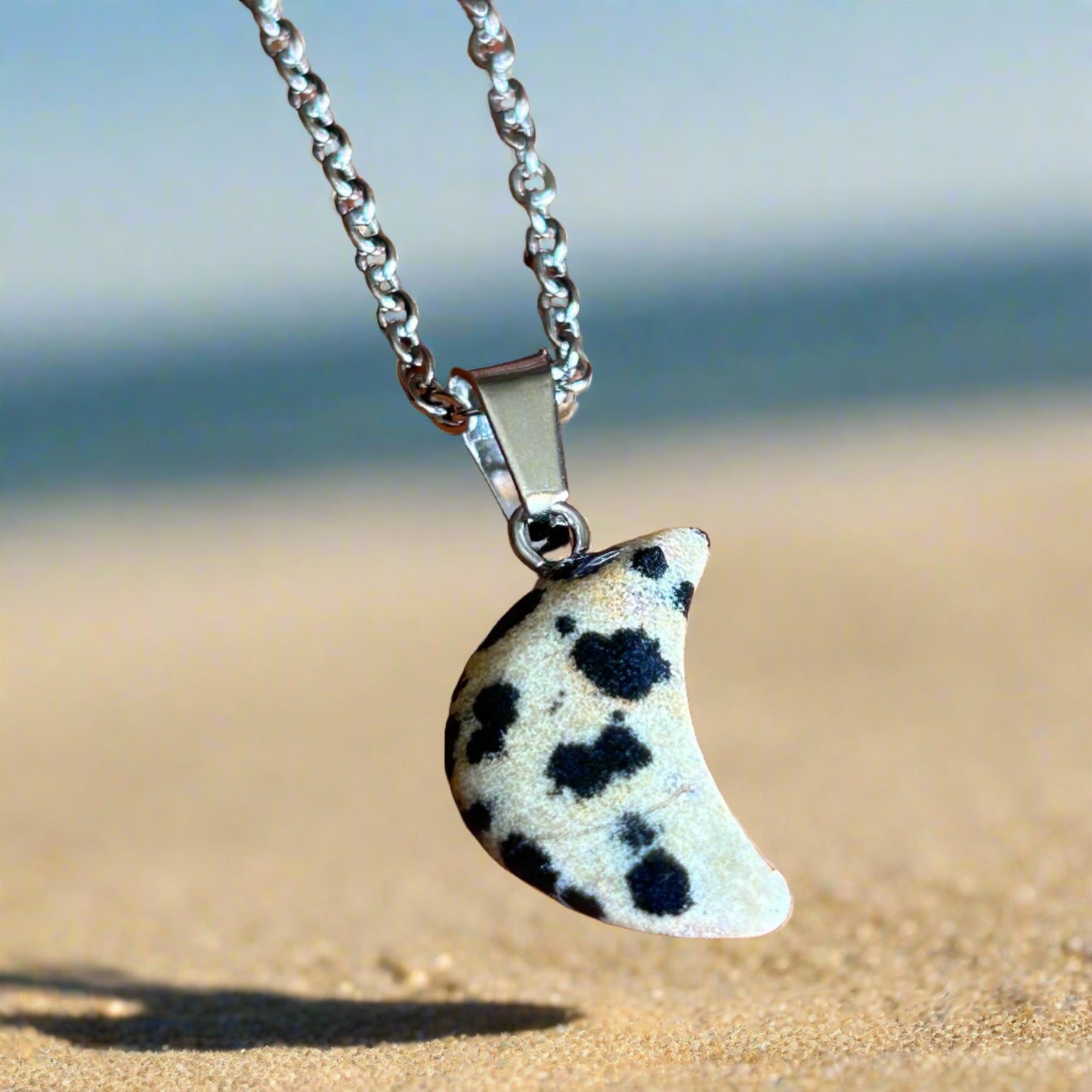 Dalmatian Jasper Moon Necklace