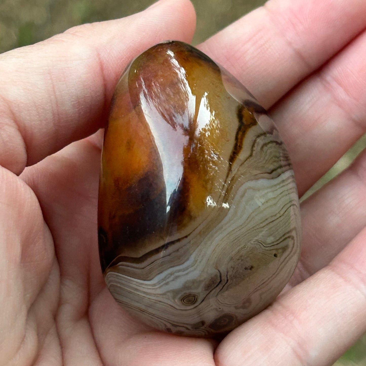 Sardonyx “Silk Agate” Palm Stone