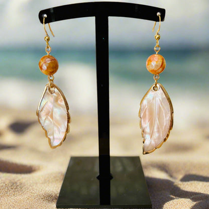 Mother of Pearl Leaf Earrings