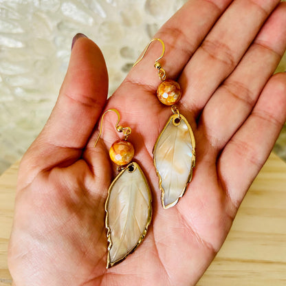 Mother of Pearl Leaf Earrings