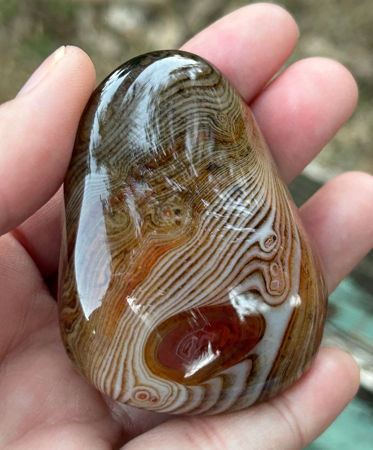 Sardonyx “Silk Agate” Palm Stone