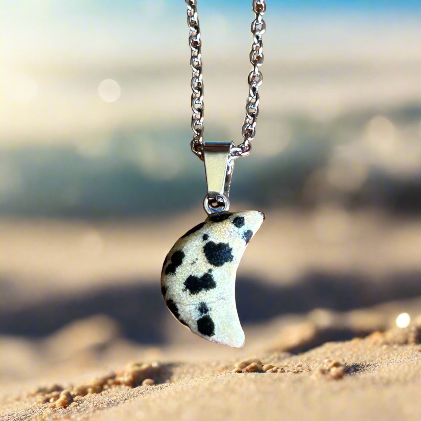 Dalmatian Jasper Moon Necklace