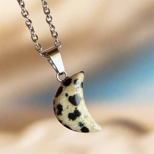 Dalmatian Jasper Moon Necklace