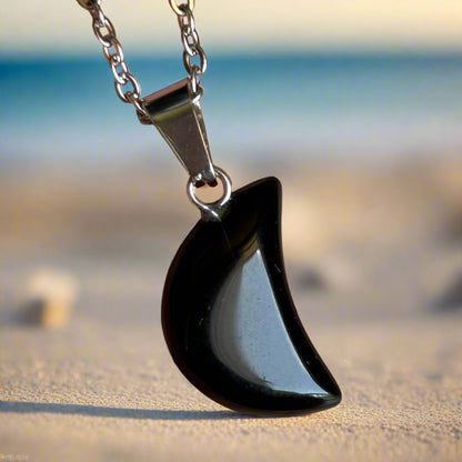 Obsidian Moon Necklace