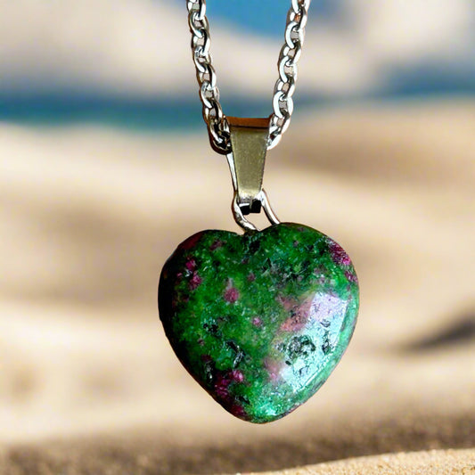 Ruby Zoisite Heart Necklace