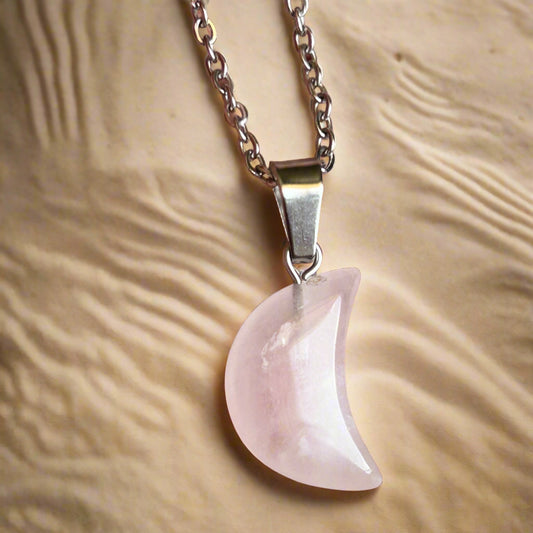 Rose Quartz Moon Necklace