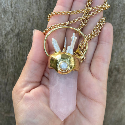 Rose Quartz & Pearls Necklace