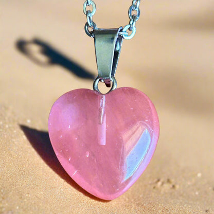 Watermelon Quartz Heart Necklace