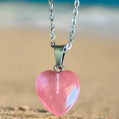 Watermelon Quartz Heart Necklace