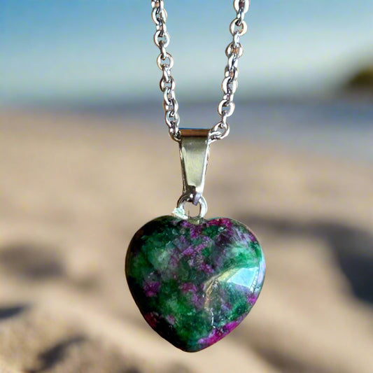 Ruby Zoisite Heart Necklace