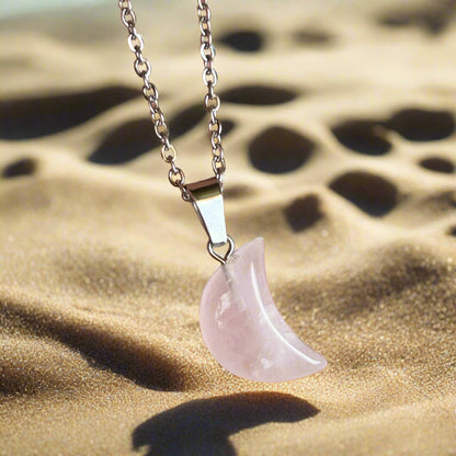 Rose Quartz Moon Necklace