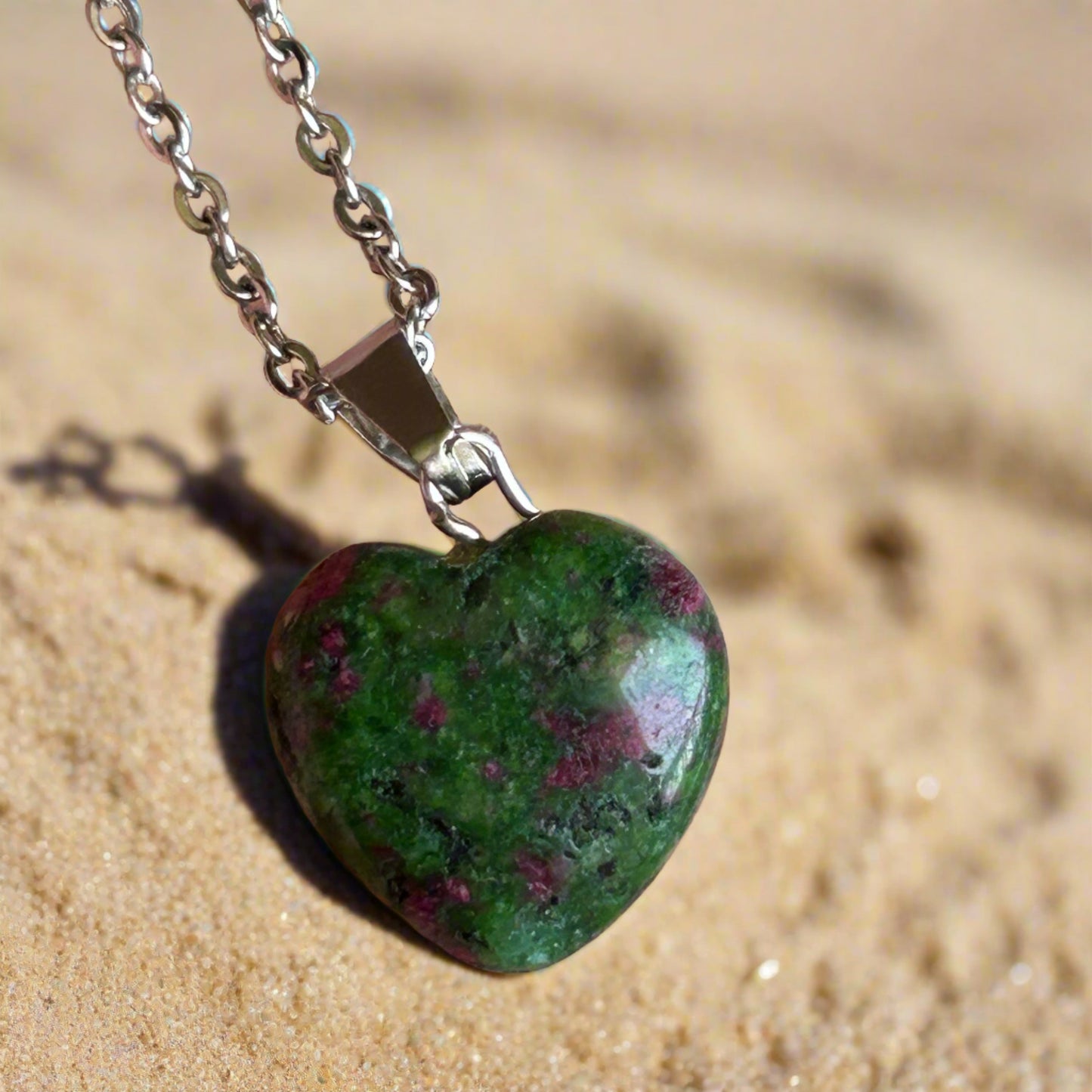 Ruby Zoisite Heart Necklace