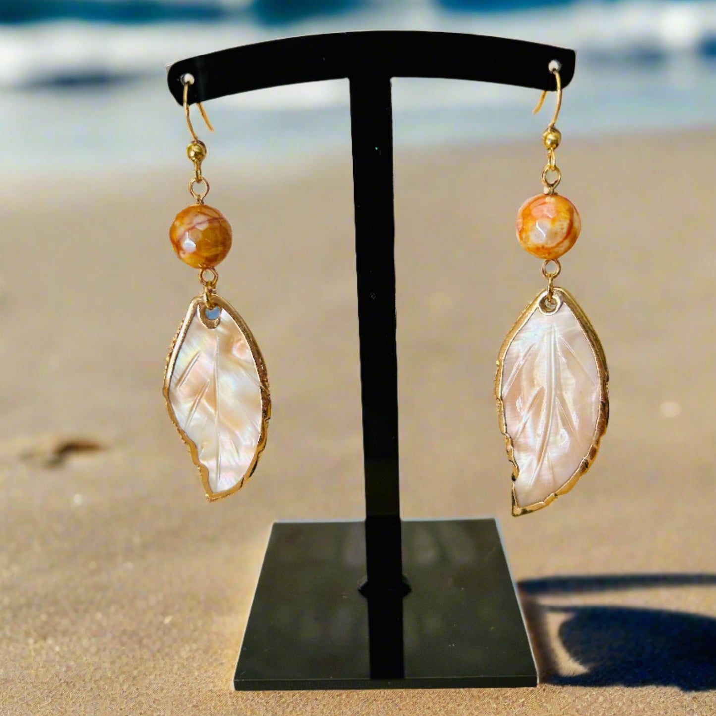 Mother of Pearl Leaf Earrings