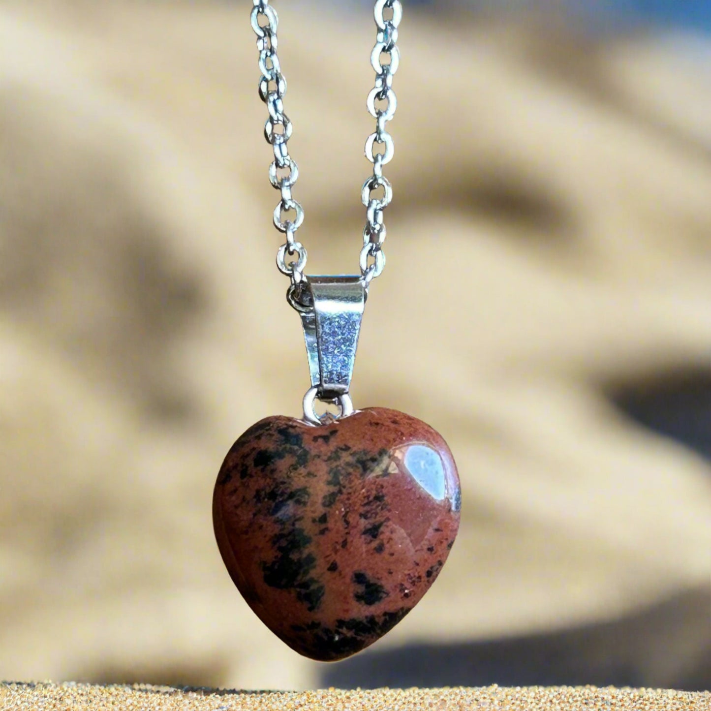 Mahogany Obsidian Heart Necklace