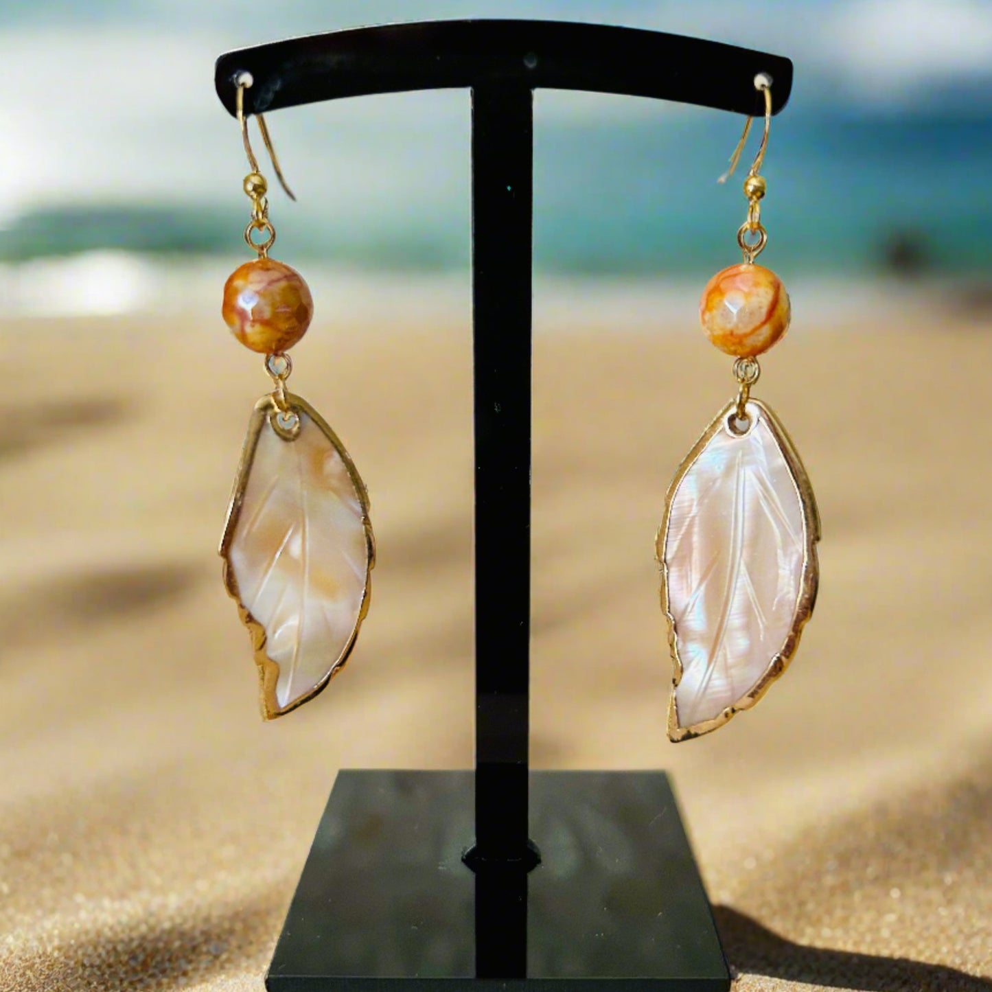 Mother of Pearl Leaf Earrings