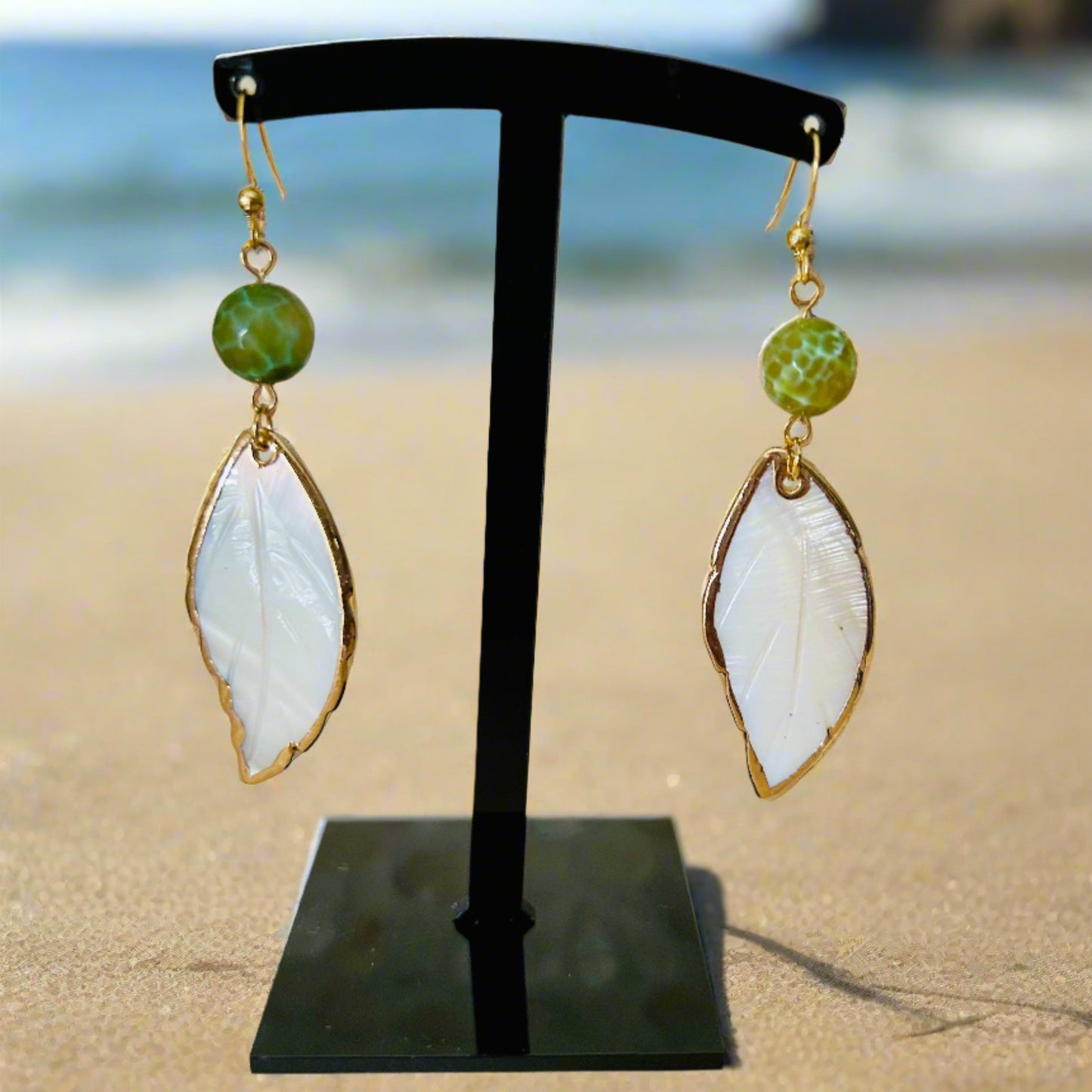 Mother of Pearl Leaf Earrings