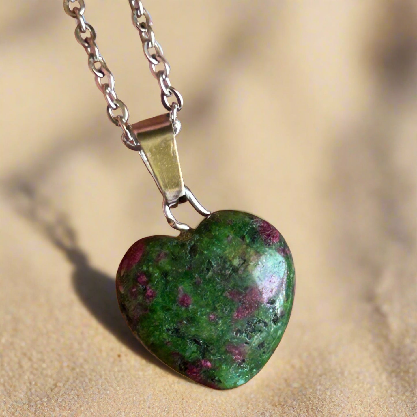 Ruby Zoisite Heart Necklace