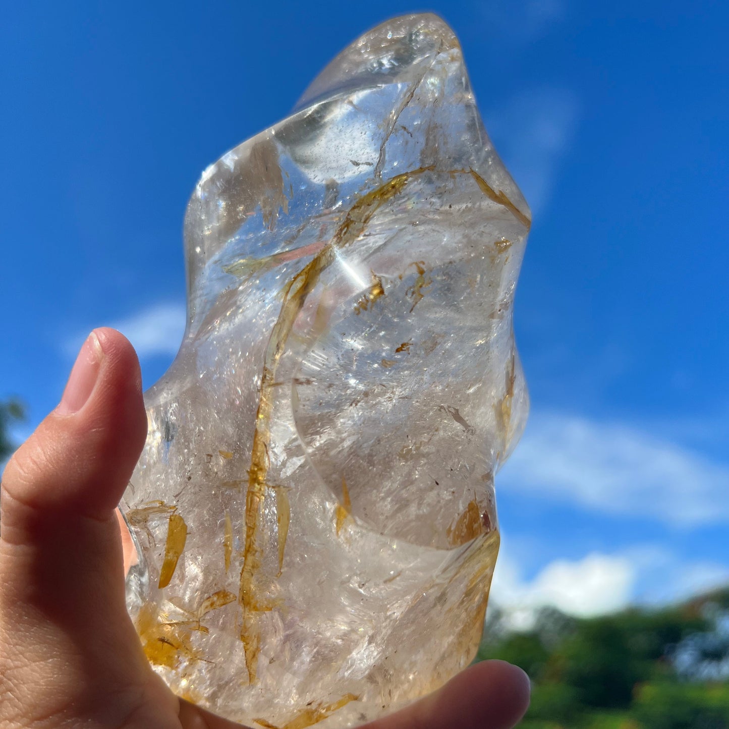 Clear Quartz Flame with Golden Healer