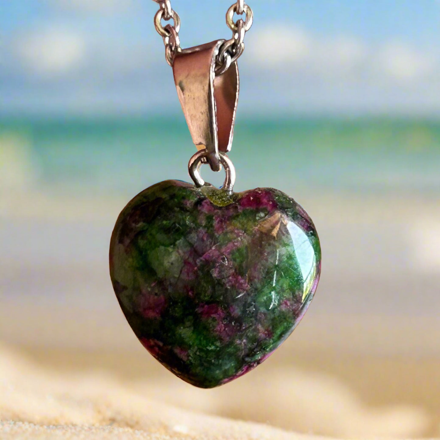 Ruby Zoisite Heart Necklace