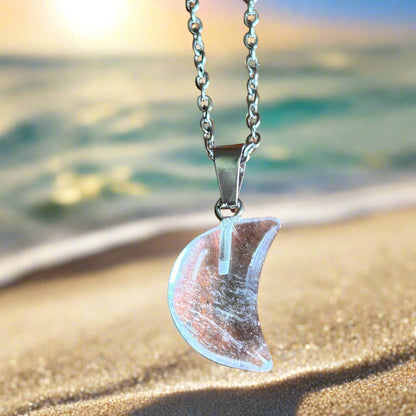 Clear Quartz Moon Necklace