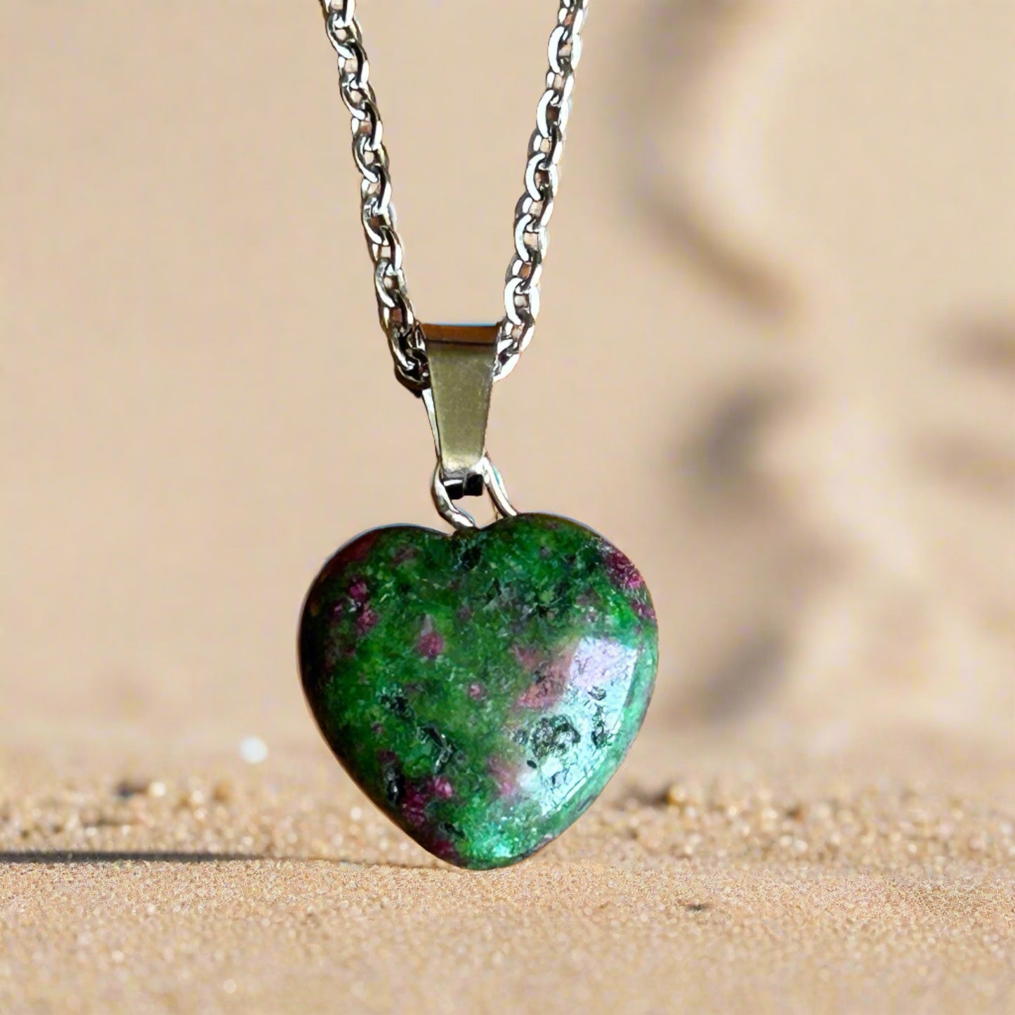 Ruby Zoisite Heart Necklace